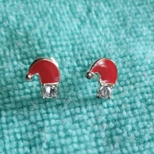 Kids Red Santa Hat Stud Earrings - Festive Holiday Accessory